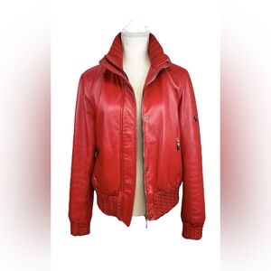 Post Card Red Bomber Italian Leather Jacket